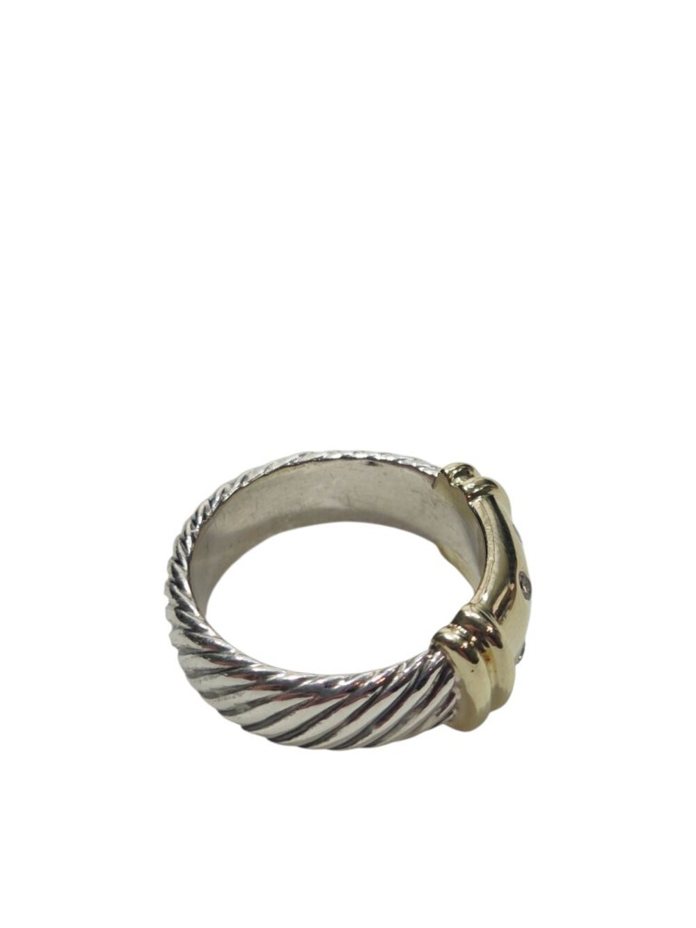 David Yurman 14K Yellow Gold and Sterling Silver Diamond Metro Band 6 #25224 - Picture 8 of 10